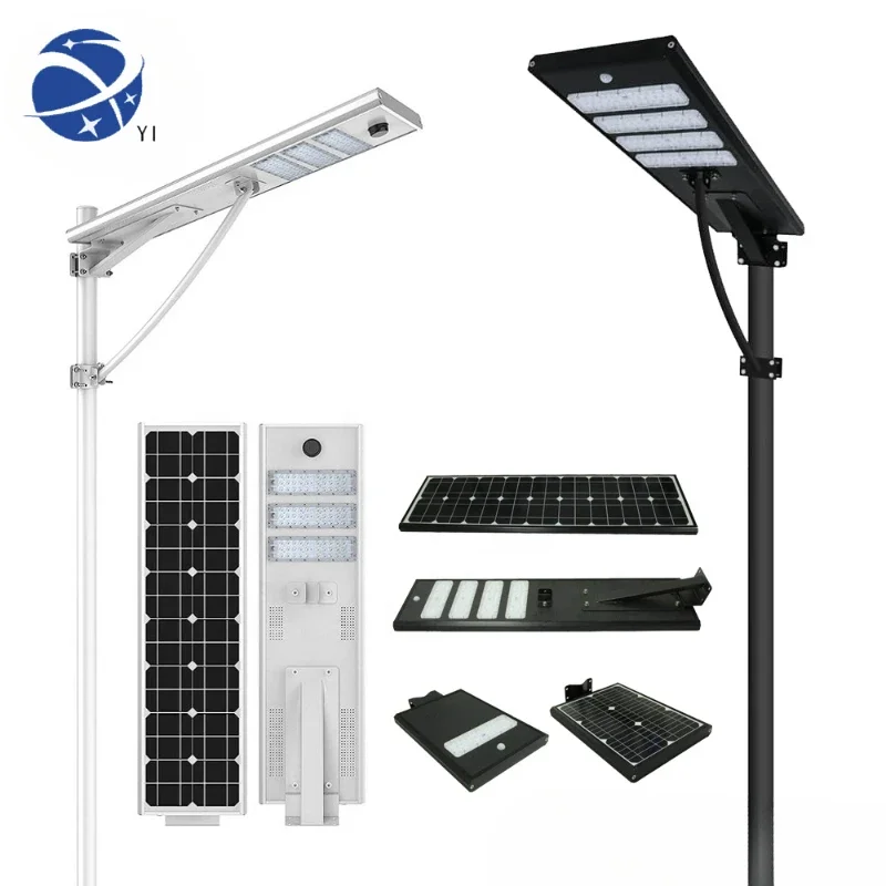 YYHC Sensor 60w 120w 150w SMD All In One Solar LED Street Light outdoor waterproof IP68 Ultra-thin solar LED Parking Lot Lights