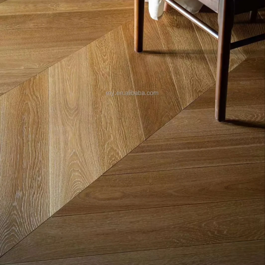 Индивидуальная версия, дымчатый роскошный пол из коричневого дуба, рыбья кость, пол из белого дуба, роскошный паркет виллы