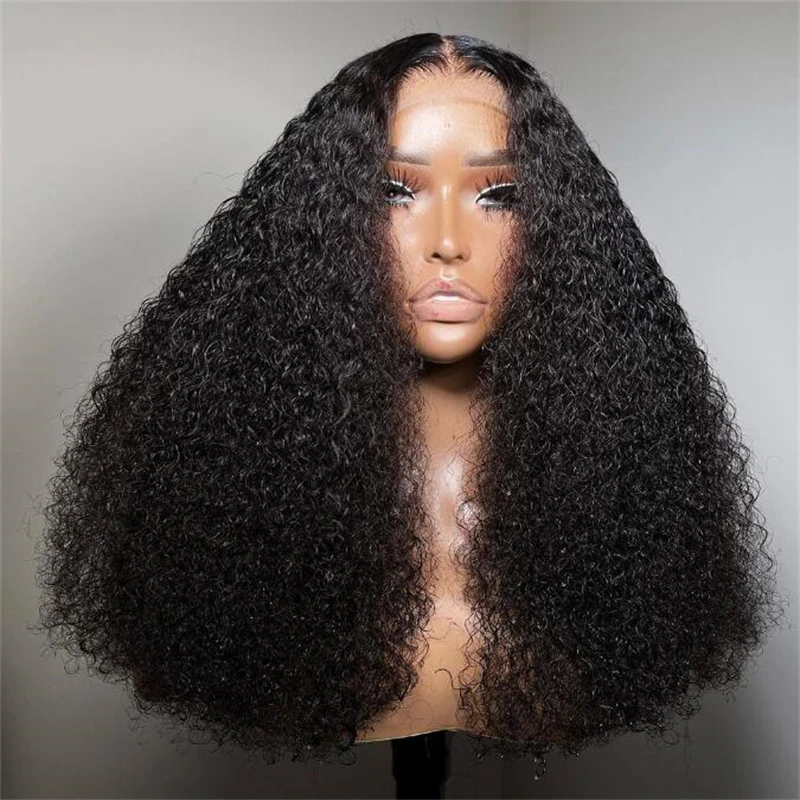 Perruque Lace Front Wig sans colle pour femmes noires, cheveux crépus bouclés, cheveux de bébé, longs et doux, densité 180, degré de chaleur, préplumé 03/3