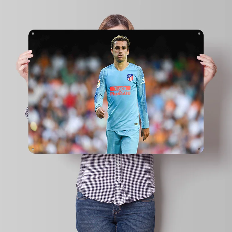 Antoine Griezmann Football Printed Poster Customized Retro Wall Art Vintage Metal Tin Signs for Home Room Decor Men Coffee Bar