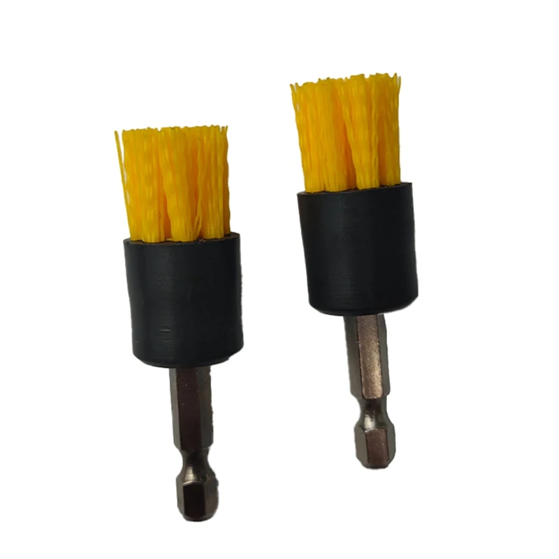 4 Pack Drill Brush Attachment Set Yellow Plastic For Cordless Drill Tile & Grout Drill Brush Set