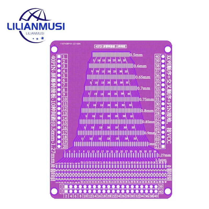 

50PCS 40P FFC/FPC Flexible Flat Cable Adapter Plate Connecting Plate 0.5mm/1.0mm Spacing to 2.54mm Array Pin