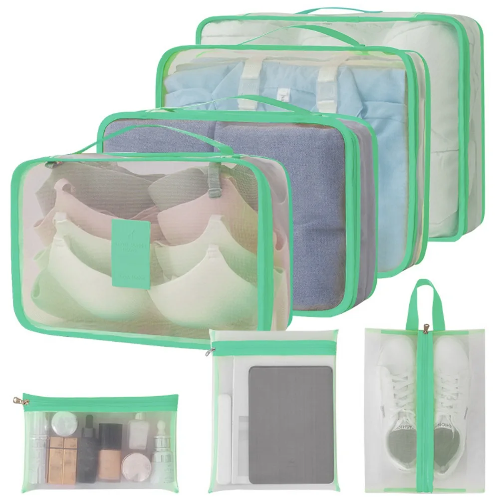 

7Pcs/Set Nylon Travel Organizer Storage Bags Foldable Large Capacity Suitcase Packing Cubes Waterproof with Zipper Handle