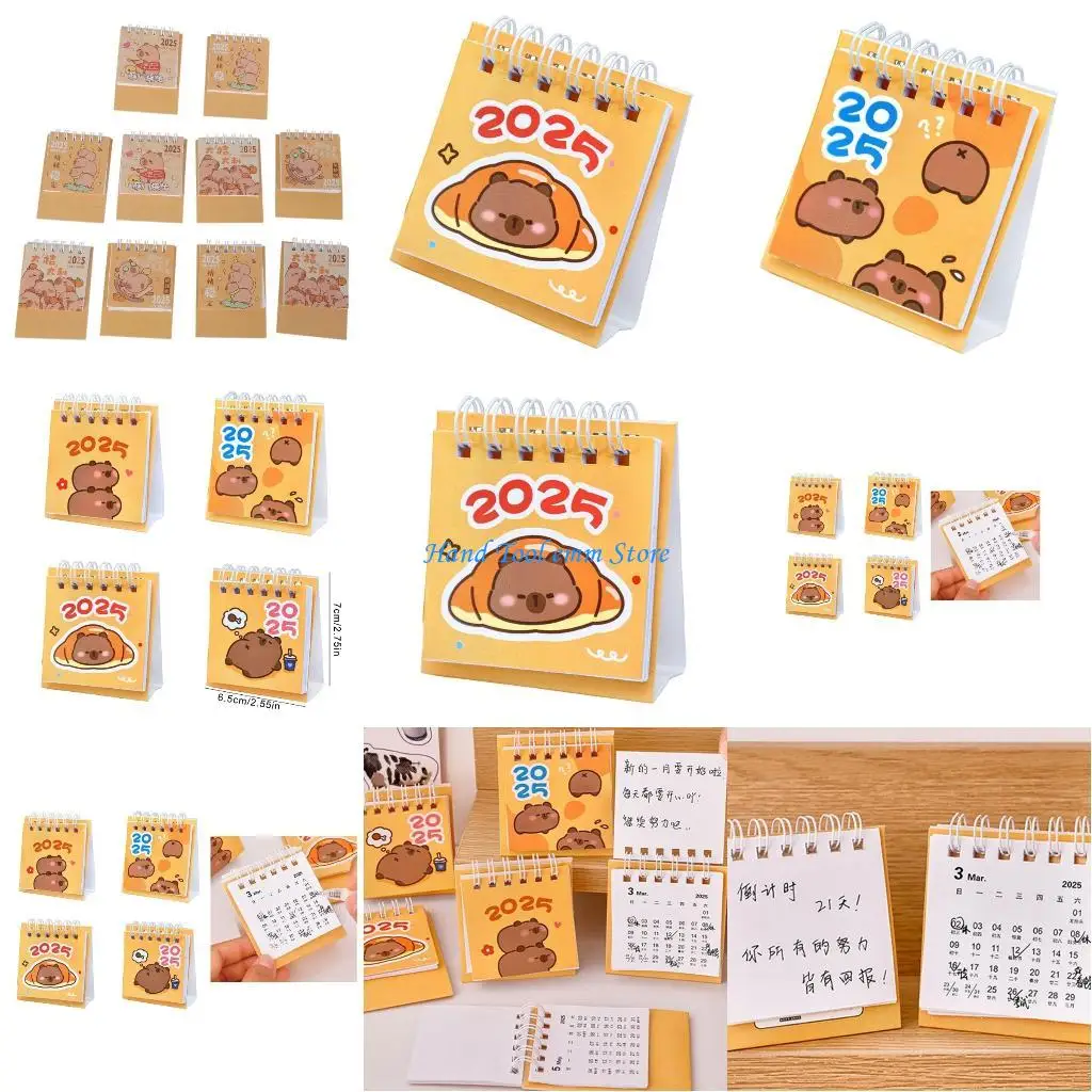 

H37F 10 Pieces 2025 Desktop Calendar Standing Calendar Desk Calendar Annual Planner Lovely Cartoon Calendar Office Calendar