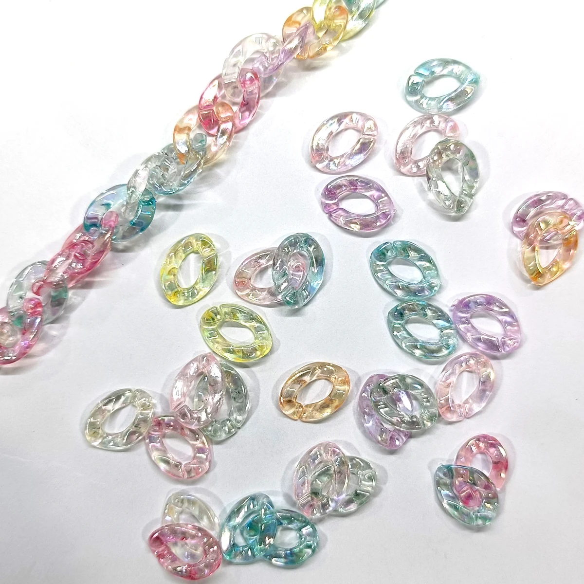 80pcs Transparent Acrylic DIY Chain Colorful Packaging for Mobile Phone Chain and Jewelry Components