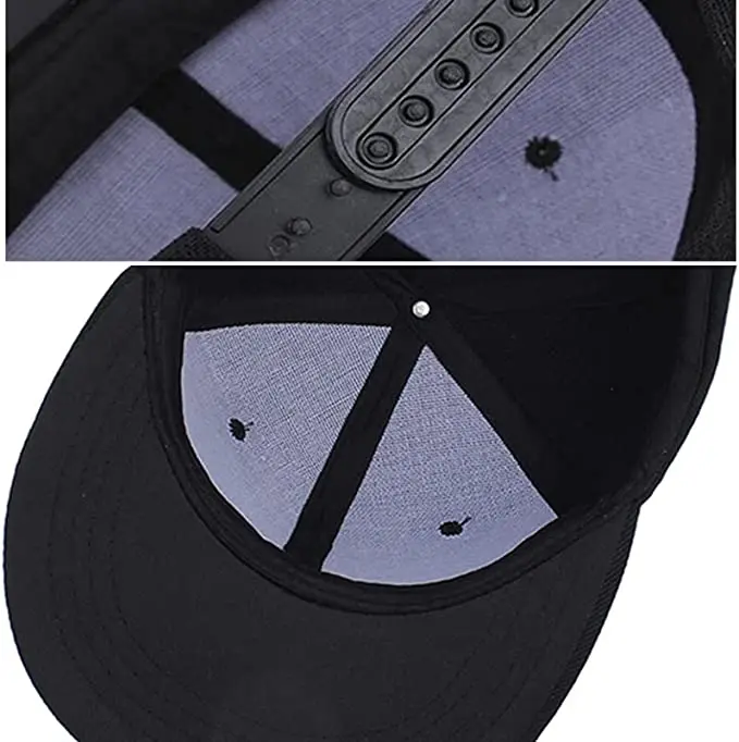 Chapéus Flat Bill para homens e mulheres, bonés de beisebol, chapéu snapback, aba plana, mochila snap, chapéu de caminhada, preto