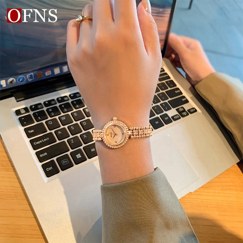Ofns 1619 moda relógios de quartzo para mulher à prova dwaterproof água pulseira luxo retro elegante negócios senhoras relógio reloj mujer
