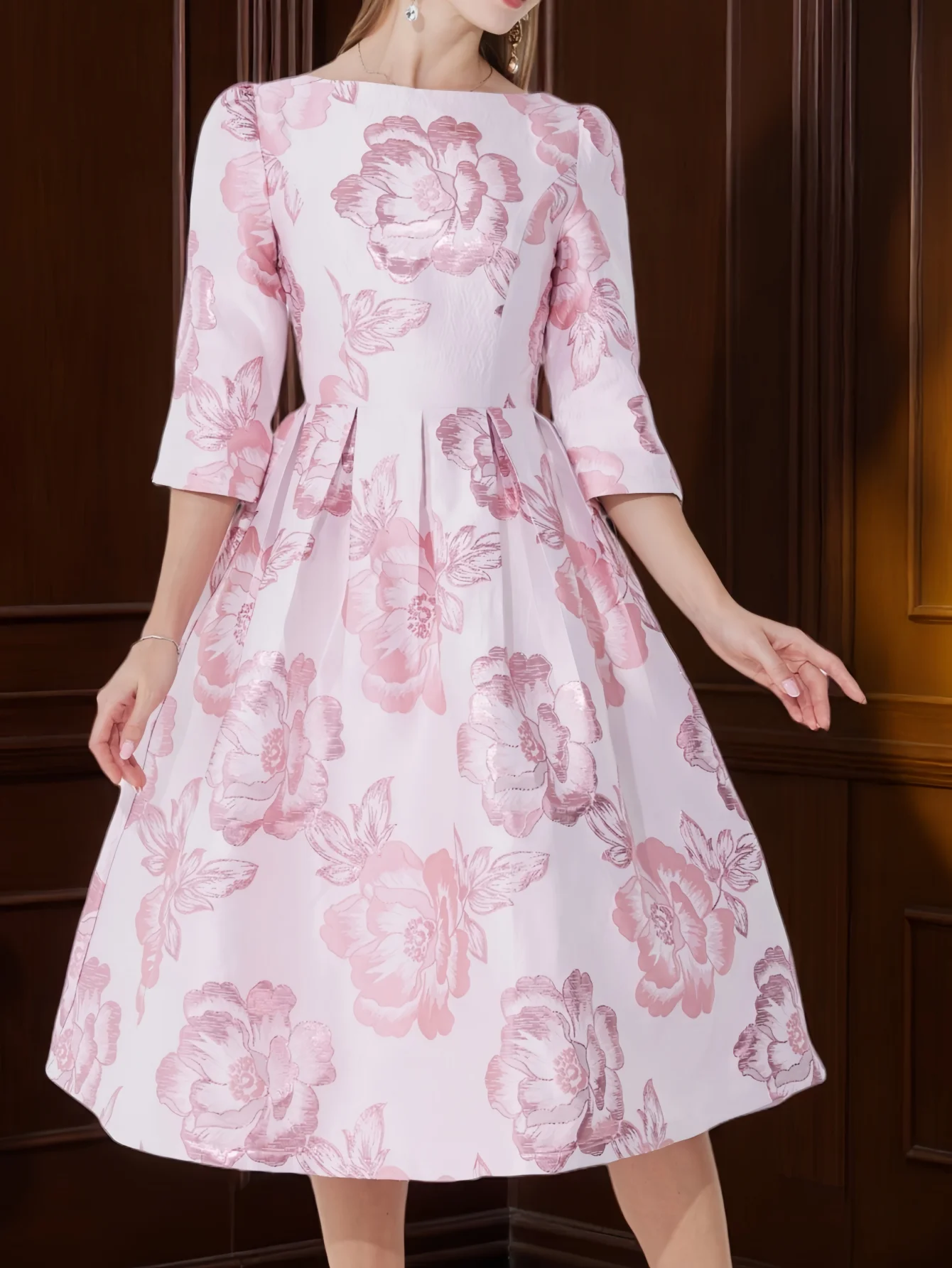 Elegant Luxury Jacquard Dress for Women Evening Boho Floral Fashion Clothing Vintage Ladies Party Vestidos tea party dresses