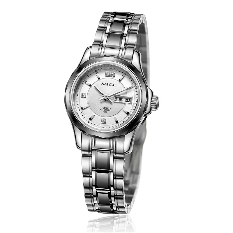 MIGE Original MIYOTA Women's Watches Mechanical Automatic Watch Waterproof Luxury Luminous Calendar Wristwatch Stainless Steel