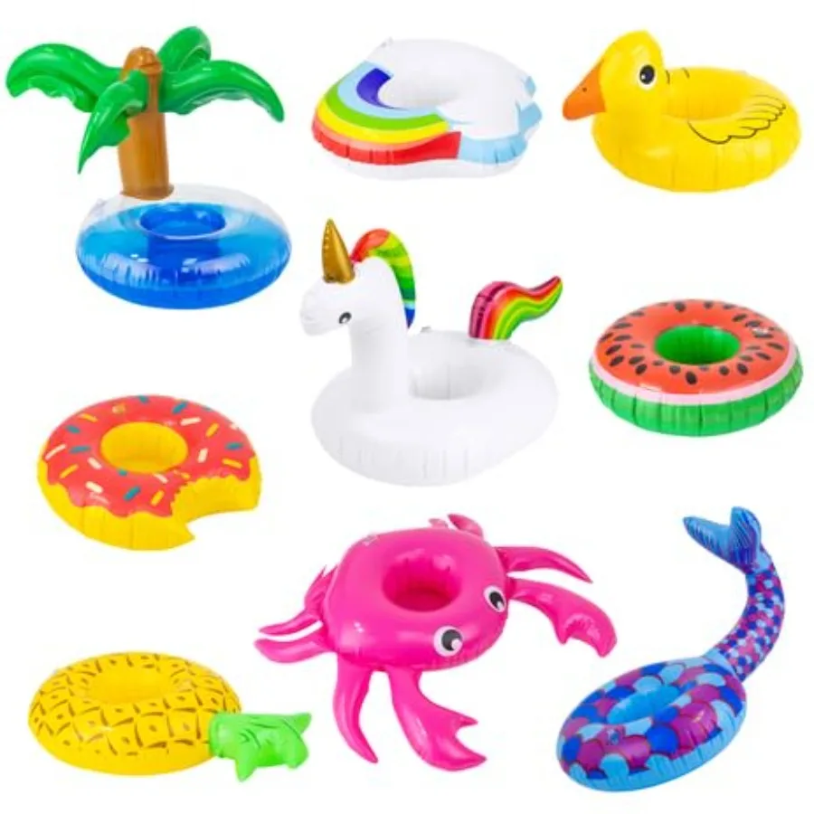

9 Pcs Cute 11.5 Inch Girl Doll Swim Accessories Set Swimming Pool Floaties Party Ring Inflatable Drink Holder for 11.5" Girl Do