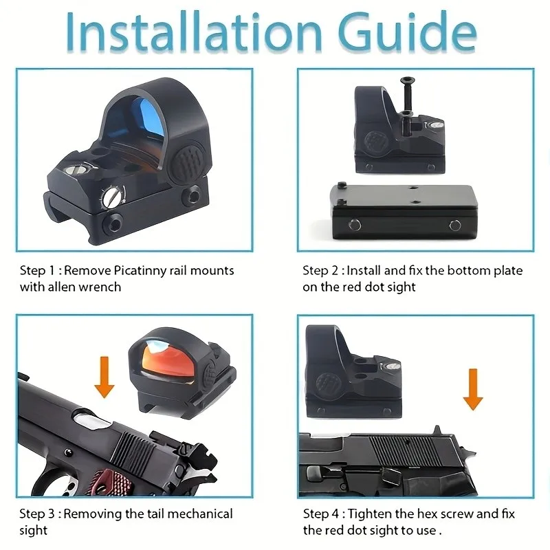 2 MOA Mini Red Dot Sight Optics Gun Sights لـ 2.2 سم / 0.86 بوصة Picatinny Rail