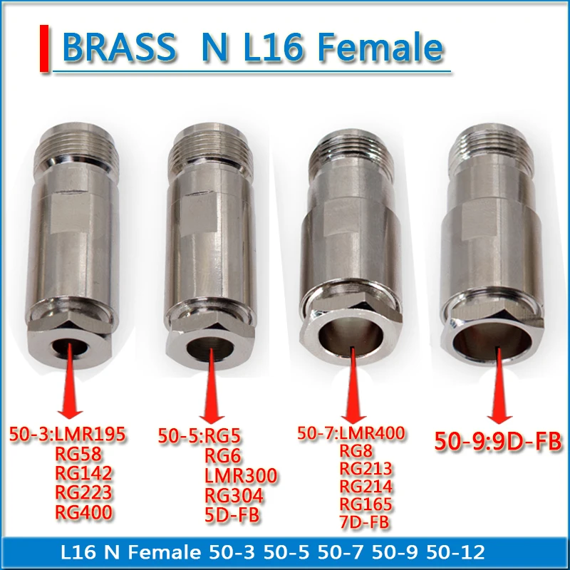 L16 N Female Clamp Solder RG58 RG142 RG223 RG8X RG-8X RG59 LMR195 RG5 RG6 LMR300 RG304 LMR400 RG8 RG213 RG214 50-9 -3 -4 -5 -7