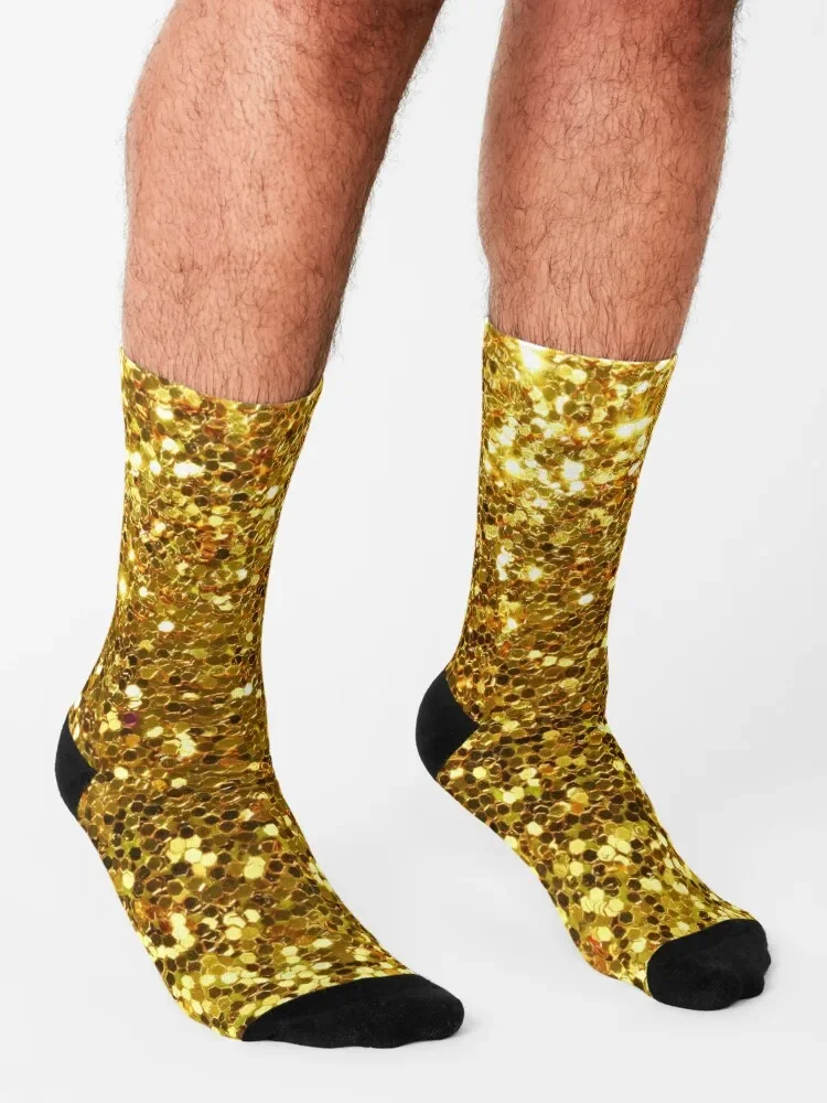 Gold Sequin effect Socks loose with print Socks Men's Women's