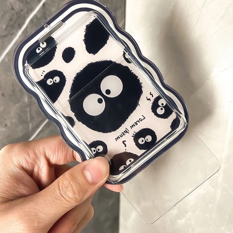 Держатель для карт с узором угольного шара, с подвеской из пружинной веревки, индивидуальный дизайн для удобной переноски, хранилище для фотокарт Idol, хранилище для автобусных и карт доступа, милый аксессуар для ежедневных путешествий