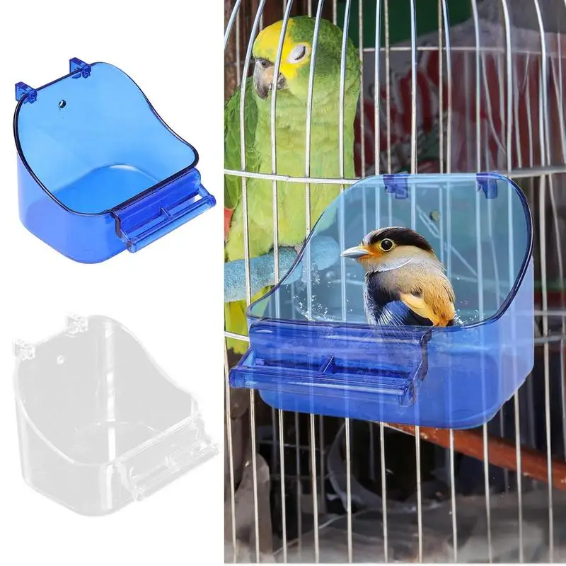 

Bird Water Bath Tub Multifunction Pet Cage Hanging Bowl Parrot Parakeet Bird Bath Pool Convenient Thick Sturdy For Small Birds