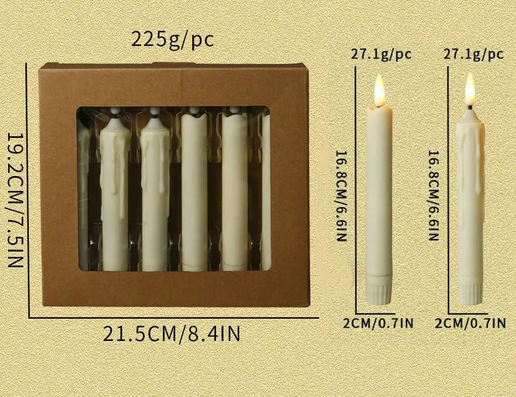 3d Docht flammen lose Kerzenhalter flackern LED Taper Kerze 6,6 Zoll Elfenbein batterie betriebene Fenster Stick Kerzen Home Tisch dekoration