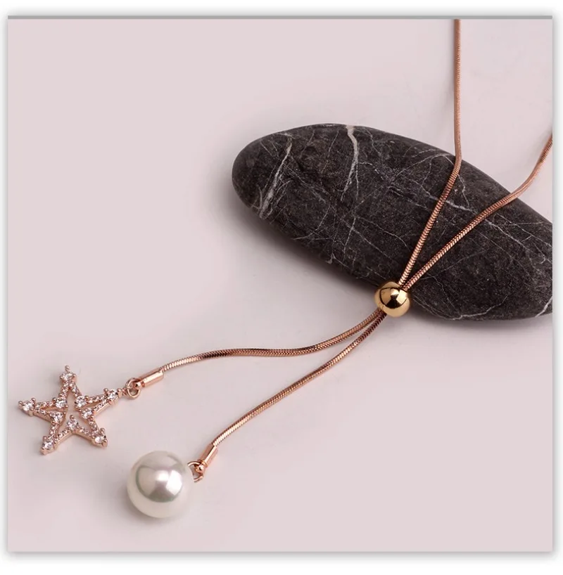 

Long tassel lady necklace, fashionable and elegant five-pointed star pendant sweater chain