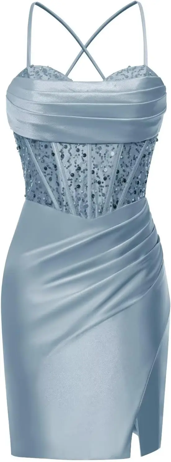 

Короткие платья для выпускного вечера спагетти для подростков, коктейльное платье русалки 2025 года, вечерние платья, роскошное платье, бальное платье