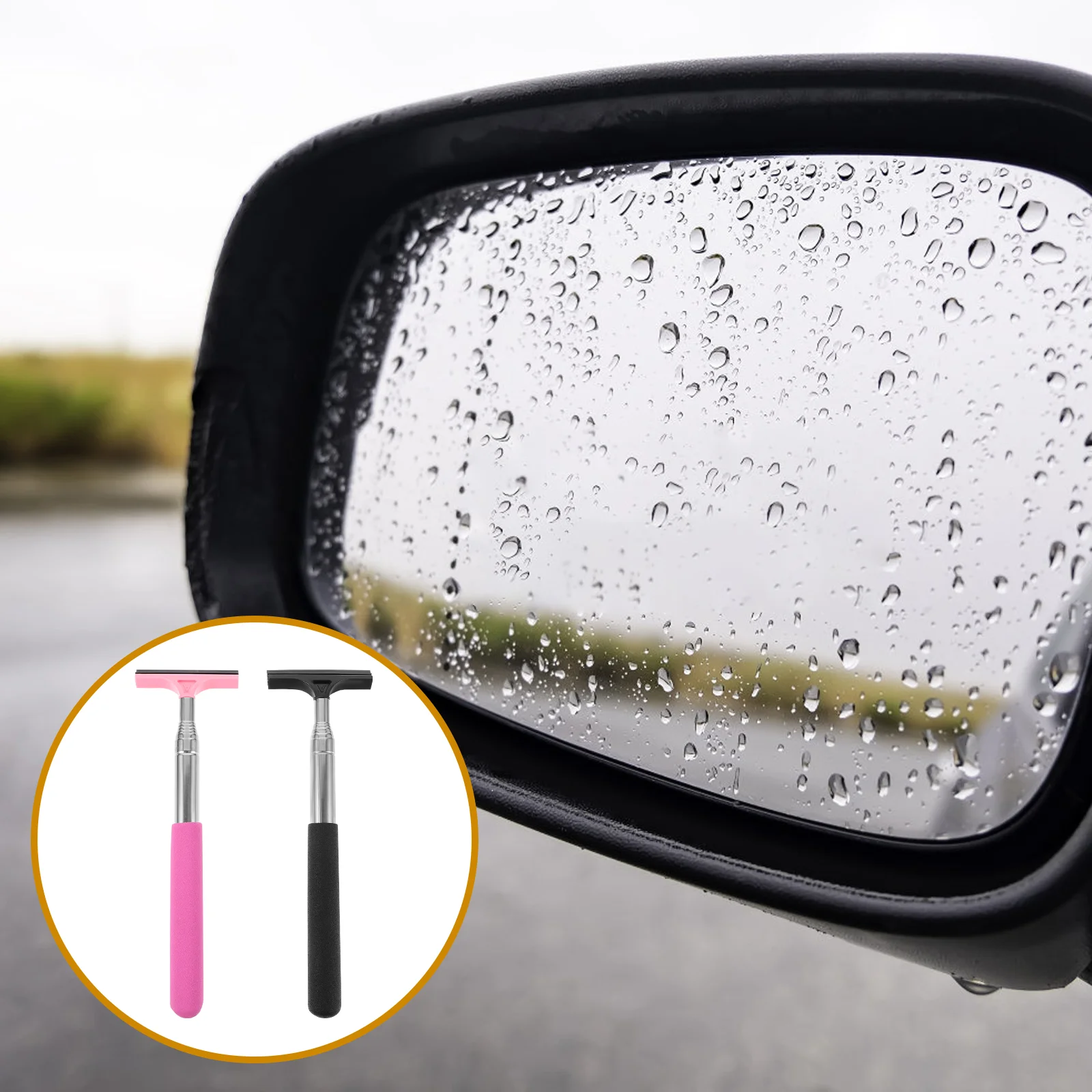 

Car Cleaning Tools Windshield Rearview Mirror Wiper Cleanser Window Cleaner Brush Squeegee Long Handle Stainless Steel