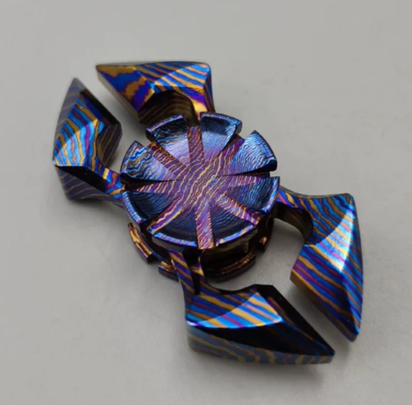 Used EDC Timascus Two Leaf Scorpio Fingertip Gyroscope fidget spinner metal decompression toy
