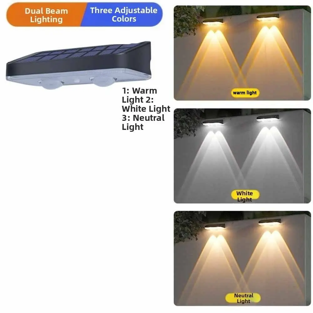 Ściemnialna lampa solarna panelowa, 3 kolory, wodoodporna, solarne lampki na ogrodzenie, automatyczne oświetlenie nocne, oświetlenie dekoracyjne.