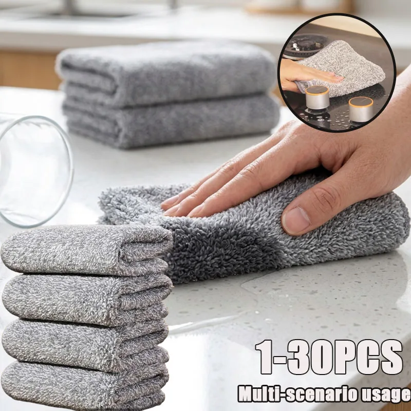 1-30PCS Kitchen Towels Reusable Bamboo Charcoal Highly Absorbent Quick Dry Oil Resistant Cleaning Cloths for Kitchen Home Daily