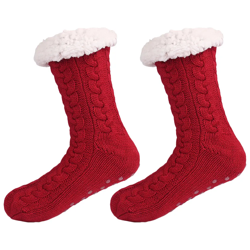 

Fleece Thermal Women Warm Slipper Girls Christmas Stocking Household Floor Winter Bed Non Slip Cozy Soft Socks Women Socks