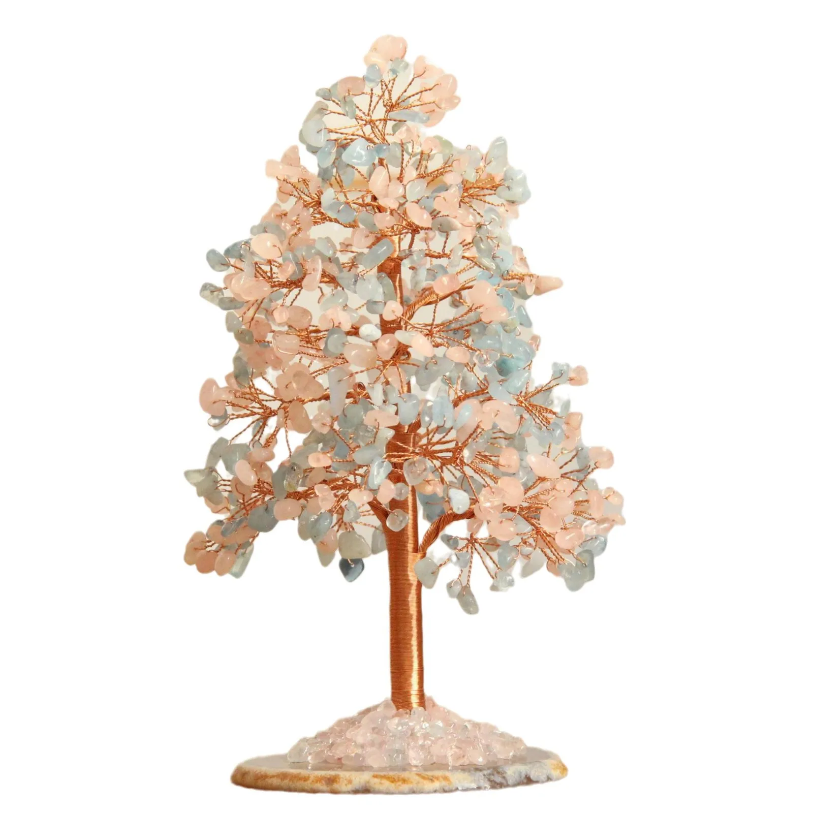 For Natural Crystal Wealth Tree, Handcrafted Money Tree with Agate Slice for Home