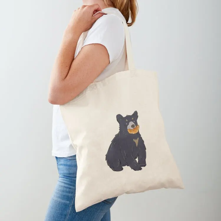 

Croissant Bear Tote Bag Canvas shoulder bag cute men canvas bags