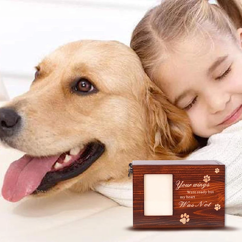 ABUL-Pet Urns For Dog Cats Ashes, Loss Pet Memorial Remembrance Gift, Photo Frames Urns Wooden Pet Memorial Box