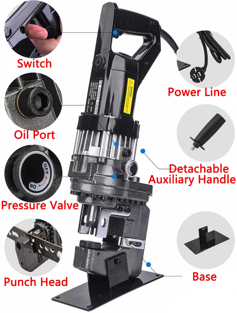 1800W Electric Hydraulic Punching Machine MHP-20 Angle Steel Channel Steel Puncher Angle Iron Punching Equipment