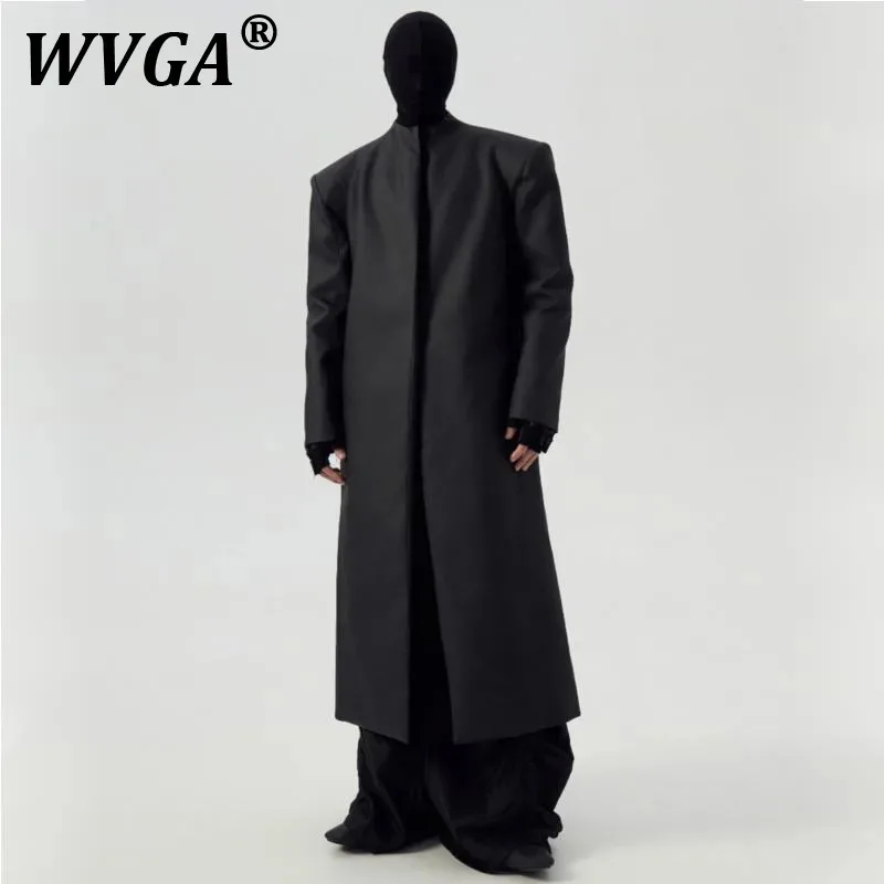 

WVGA осень-зима новый мужской Tide High Street матовый дизайн с покрытием темная одежда длинные плащи нишевые шикарные повседневные ветровки W8645