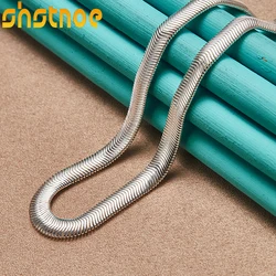 925 Sterling Silver 6mm Flat Snake Chain 16/18/20/22/24/26 Inch Necklace For Women Man Engagement Wedding Fashion Charm Jewelry