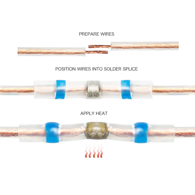 Conectores de fio de vedação de solda, conectores de extremidade termo retrátil de auto-soldagem, manga de solda, conectores de fio isolados à prova d'água