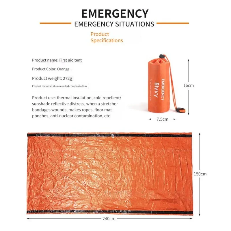 خيمة مثلثة محمولة من طبقة واحدة من الألومنيوم - مأوى نوم حراري مؤقت بسيط لتخفيف الكوارث في الهواء الطلق/التخييم #6