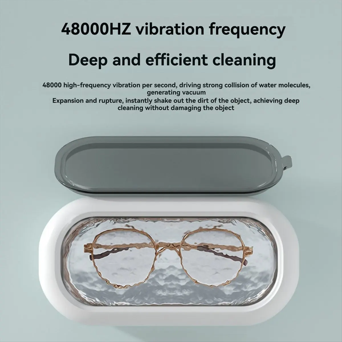 A77K Ultrasonic Jewelry Cleaner, 12oz with Digital Timer, Portable Jewelry Cleaner Ultrasonic Machine for Eyeglasses US Plug