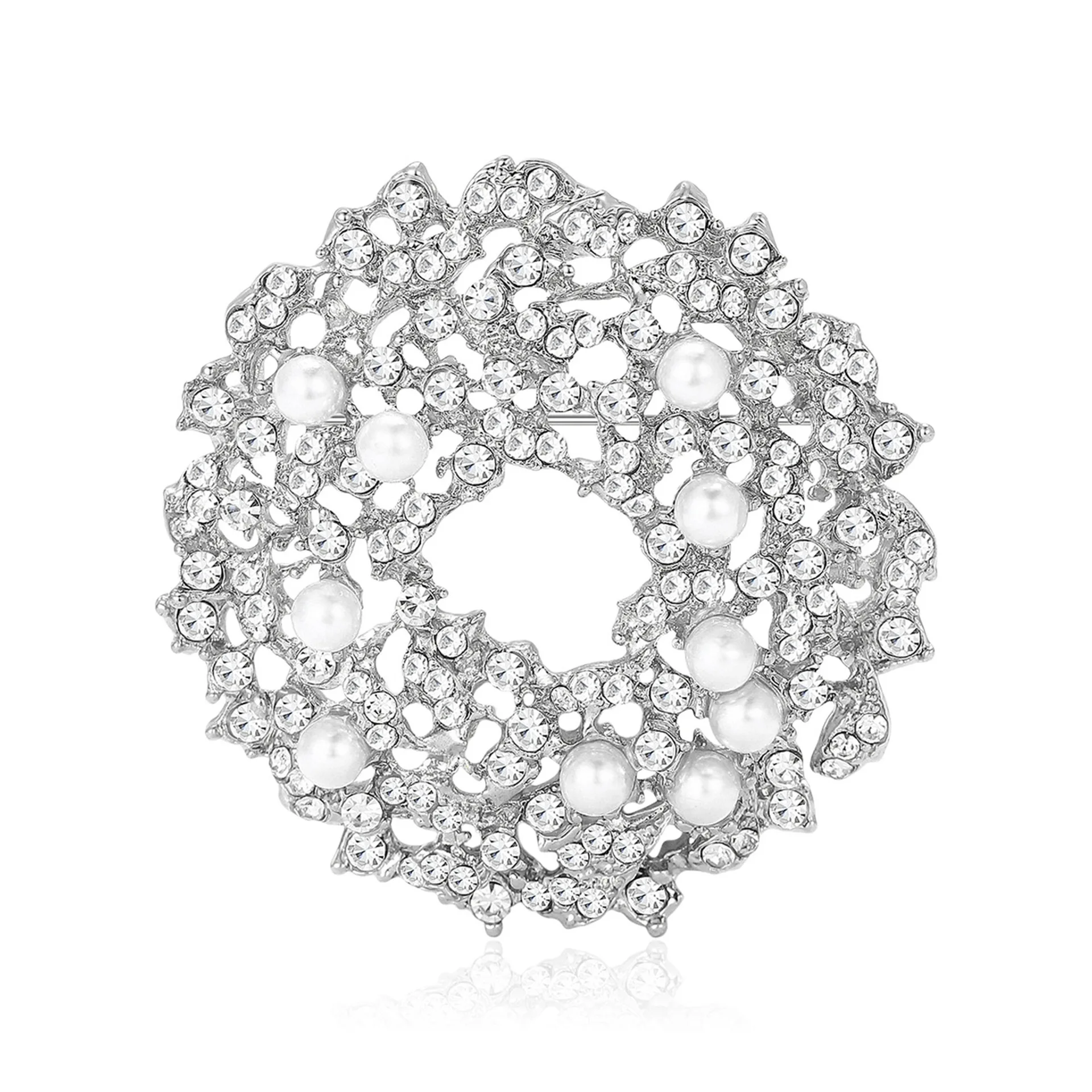 

Beautiful Water Diamond Sun Wreath Brooch, Unisex Pearl 2-color Pin, Hat, Accessory Bag, Banquet, Party, Festival Sales Gift