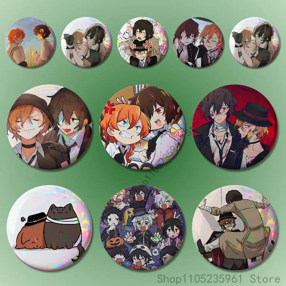 Soukoku D-Dazai C-Chuya 32mm 58mm 75mm 44mm 25mm Anime Badges Brooches DIY Pins Decorations Birthday Valentine Gifts
