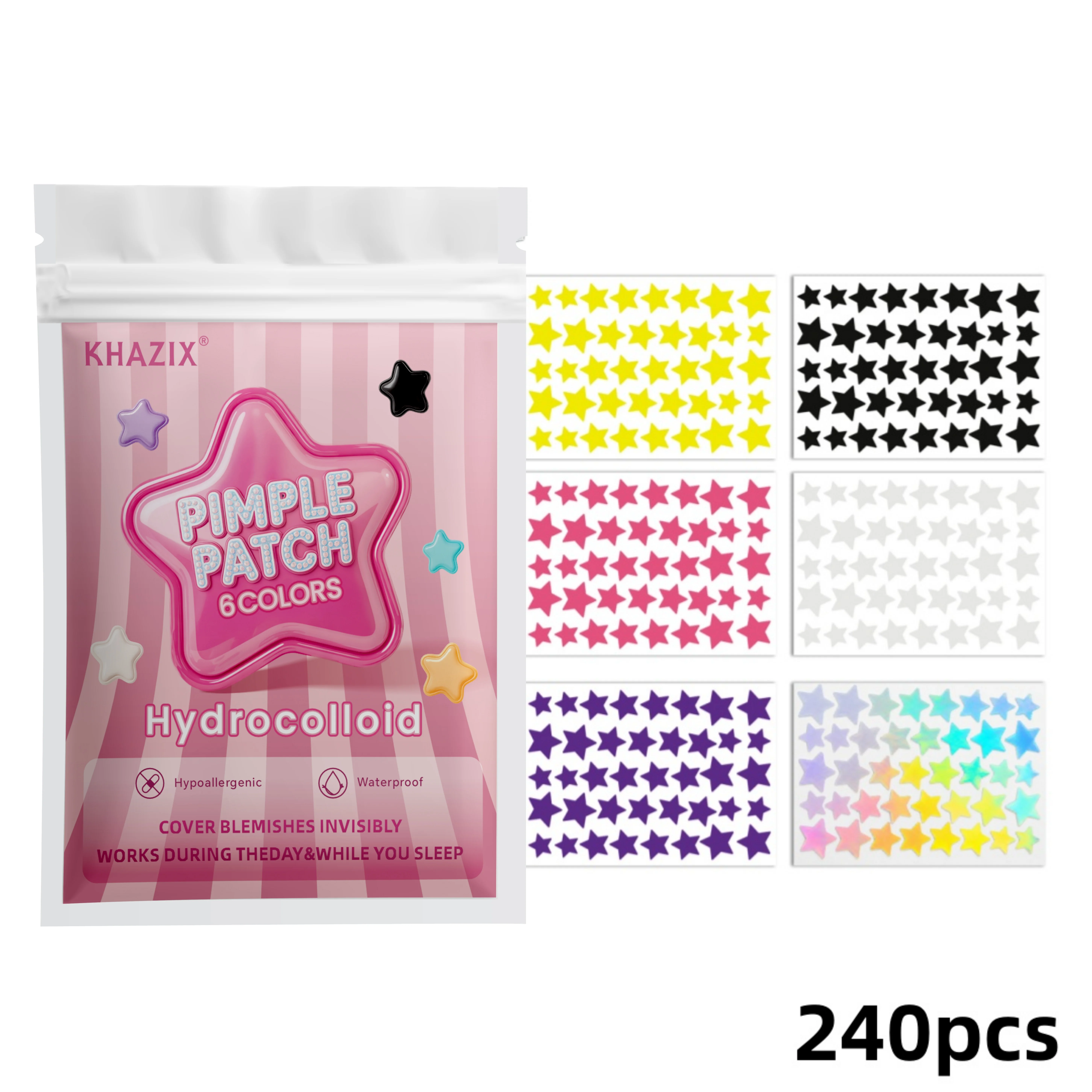240PCS Star Pimple Patches For Face Hydrocolloid, Absorbing Cover, Tea Tree, Hydrocolloid Acne Patch, Cute Star Pimple Patch