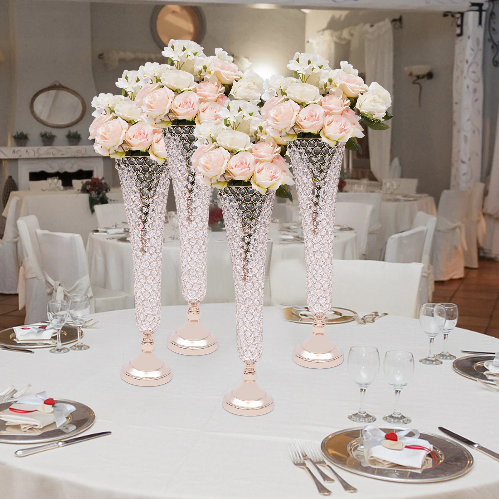 

Set of 4 Wedding Vases (9701) - Sophisticated Decor for Bridal Tables and Home Accents