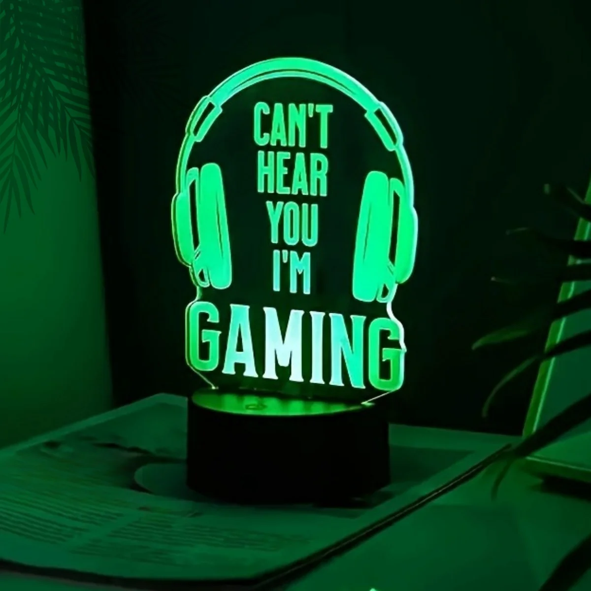 A headphone 3D creative nightlight, game players collection table light, 7 colors or warm light, atmosphere decorative light.