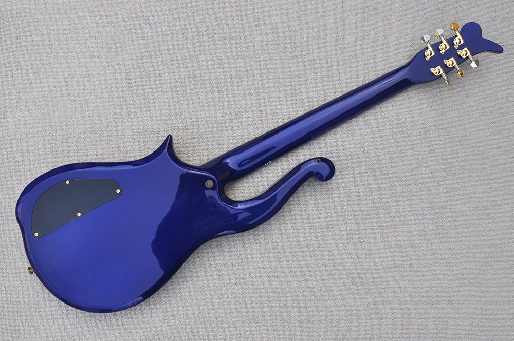 6 Strings Navy Blue Electric Guitar with CNC Carved Body,Upside Down Bridge,Gold Hardware,Customizable