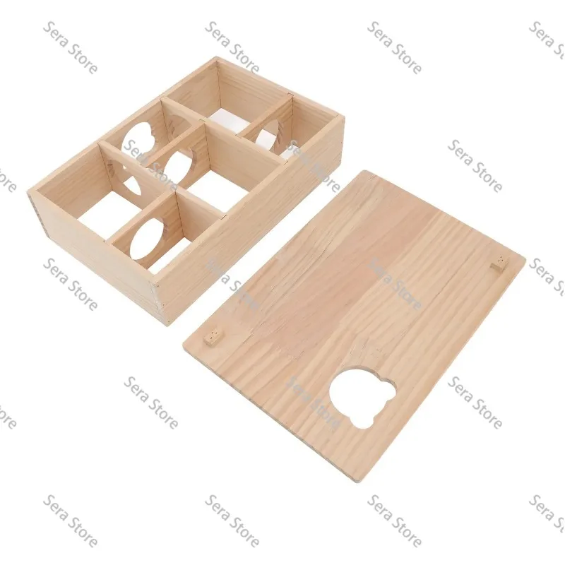 Hamster House Log Movable Roof Stable 6 Bedrooms Pet Hideout House for Hamsters Chinchillas Golden Bears Sleeping and Moving