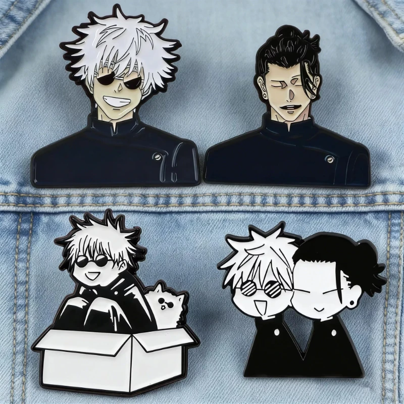 Cool Boy Creative Anime Jujutsu Brooch Cute Gojo Satoru Itadori Yuji lapel badge backpack shirt clothes Jewelry Accessories Gift