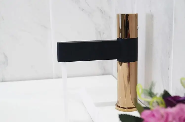 Brass Lavatory Faucet for Bathroom, Hot and Cold Water Mixer Tap, Rose Gold Basin Faucet, Hot Sale