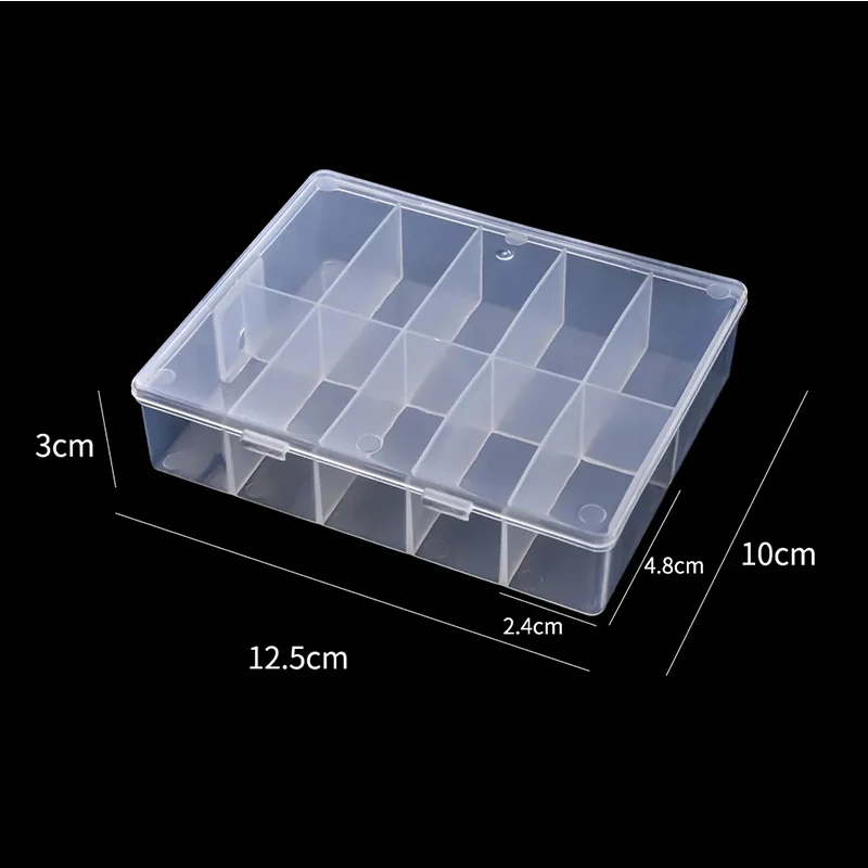 Caja de almacenamiento de láminas para uñas, transparente, vacía, 10 rejillas, joyería de plástico, cuentas, gemas, diamantes de imitación, caja organizadora para puntas de decoración de uñas postizas