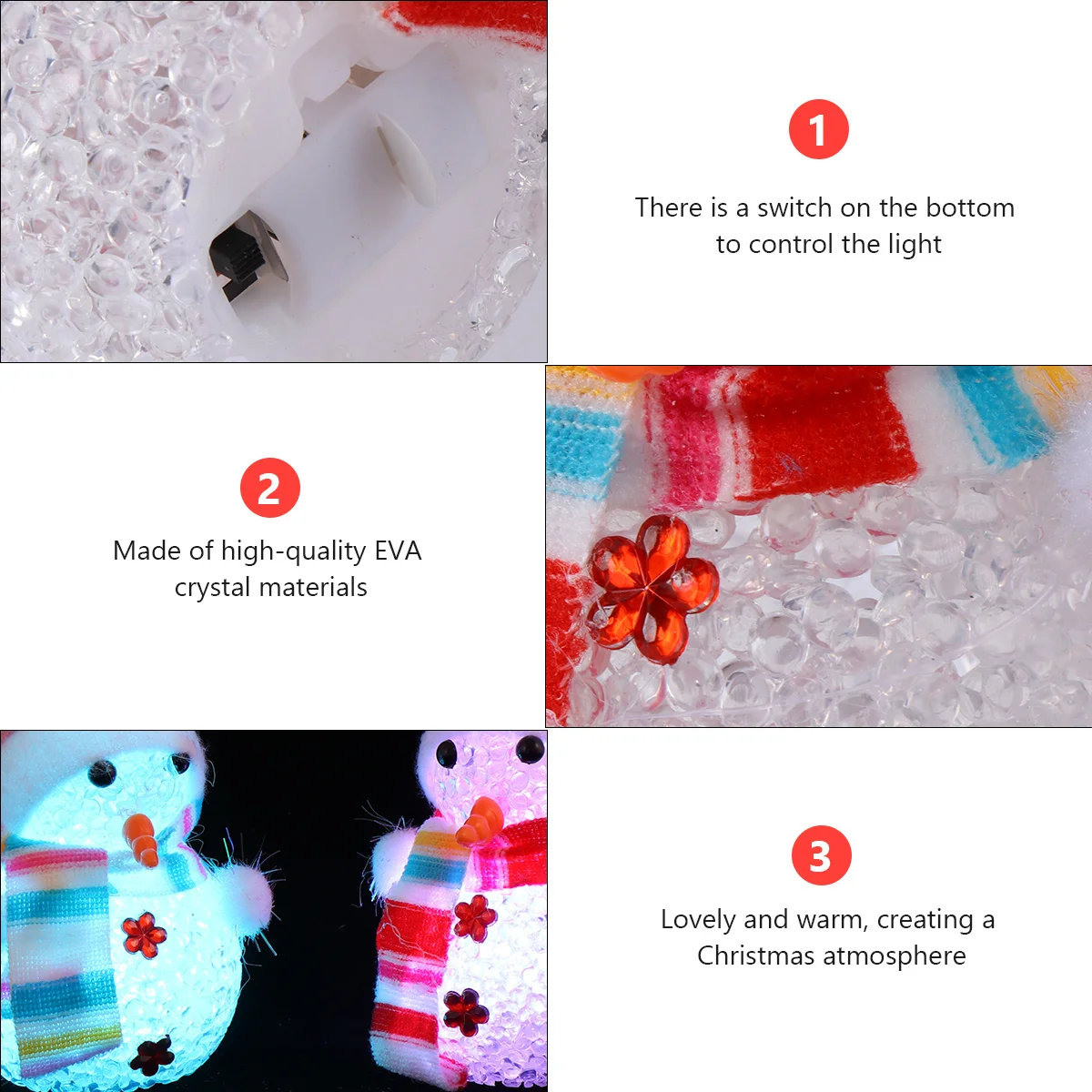 

2Pcs Christmas Snowman Light LED Crystal Snowmen Lamp Color Changing Night Light Christmas Festival Ambient Lighting