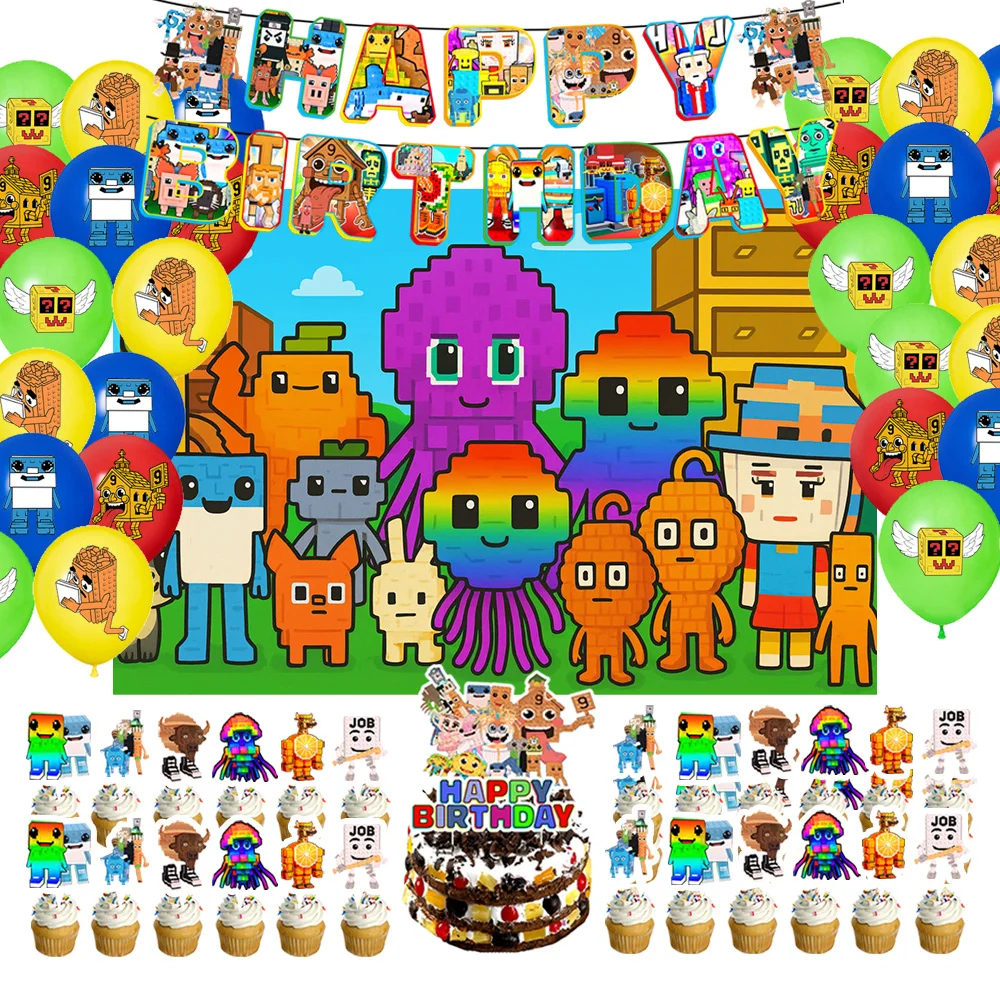 

Steal a Brainrot Birthday Party Decoration New Game Steal n Catch Backdrop Number Balloon Cake Topper Banner Supplies Kid Gifts