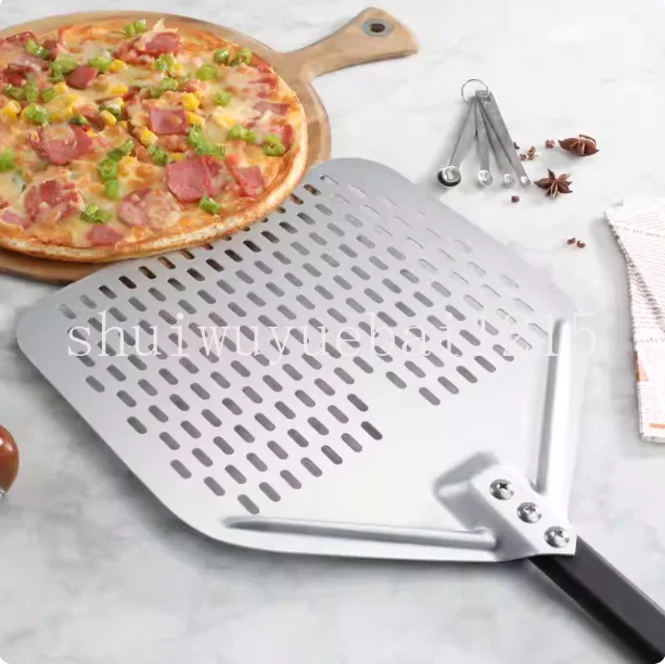 12 14 inch Big long Aluminum Pizza Shovel Peel With Long Handle Accessorie Pizza Paddle Spatula Nonstick Round Pan Baking turner