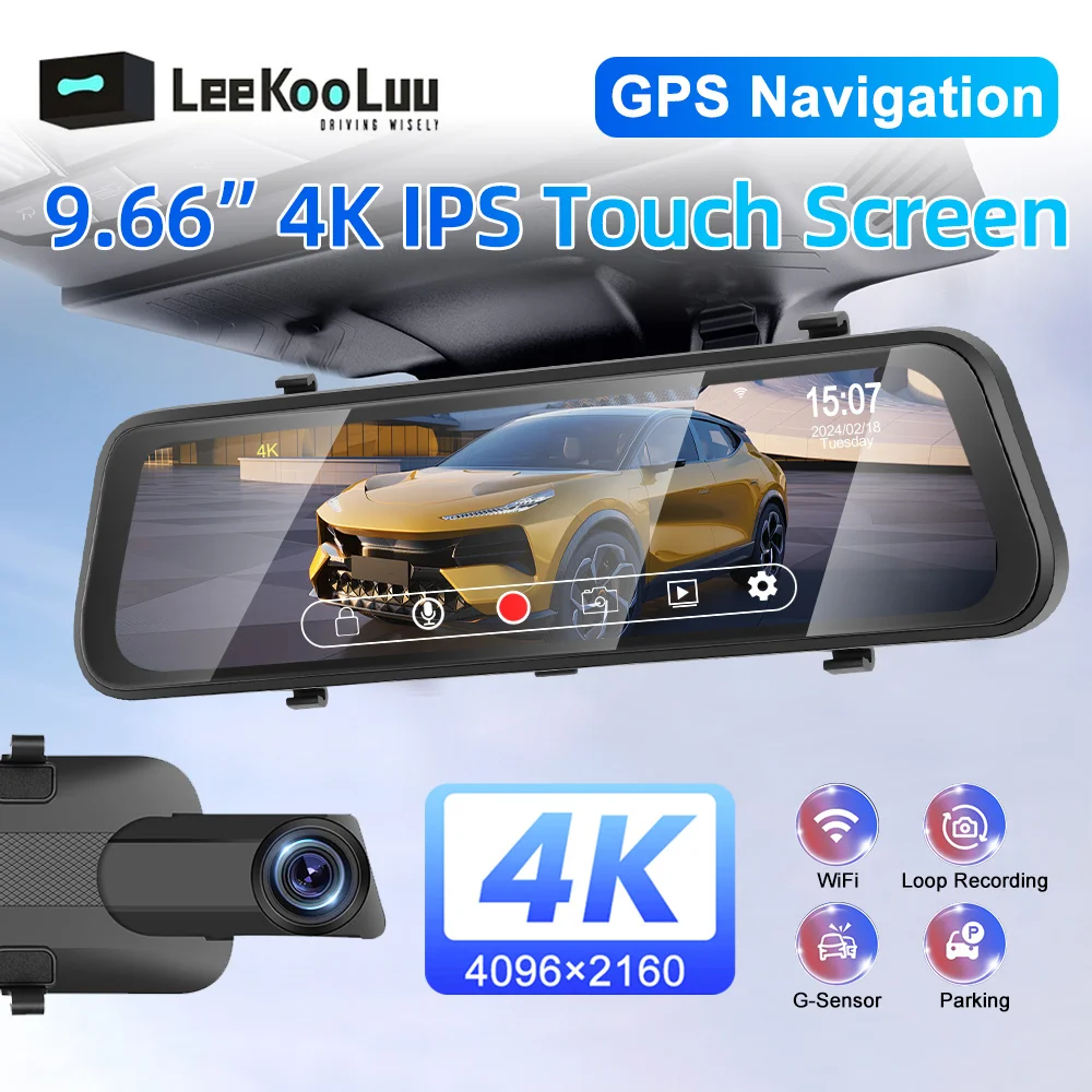 LeeKooLuu 4K Mirror Camera For Car 9.66